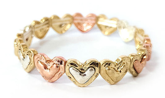 Small Hearts Stretch Bracelet - Light Multicolor