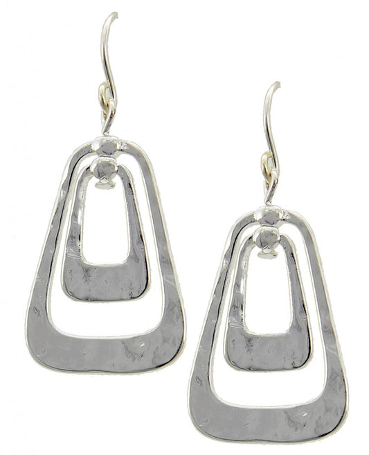 Double Squares Earrings - Silver