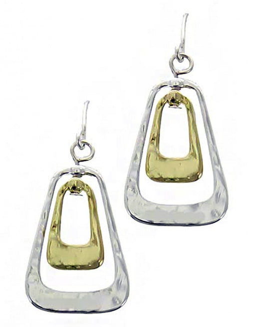 Double Squares Earrings - Silver/Gold