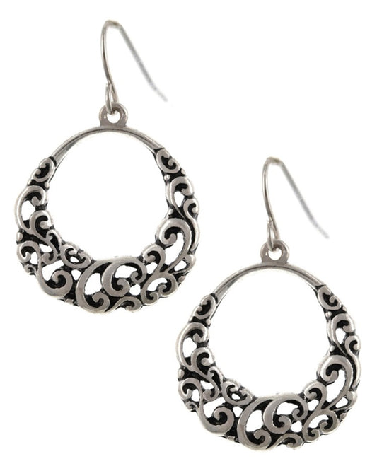 Ornate Open Circle Earrings