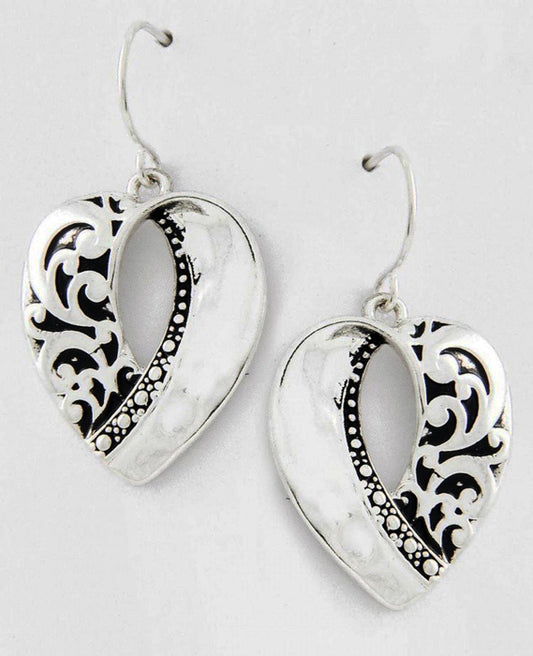 Ornate Cutout Heart Earrings