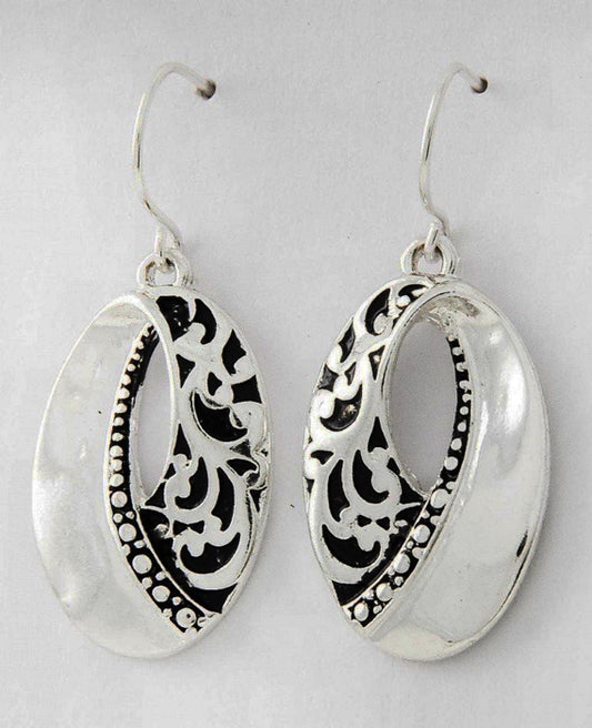 Ornate Cutout Oval Earrings