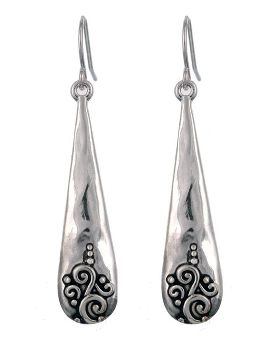 Ornate Long Teardrop Earrings