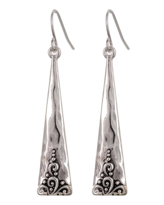 Ornate Long Triangle Earrings