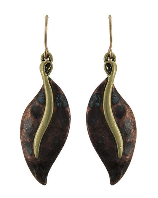 Patina w/ Gold Leaf Earring