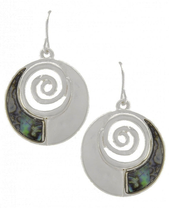 Circle w/ Swirl Insert & Abalone Earring