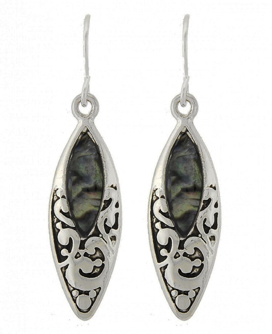 Vertical Design Oval w/ Abalone Earring