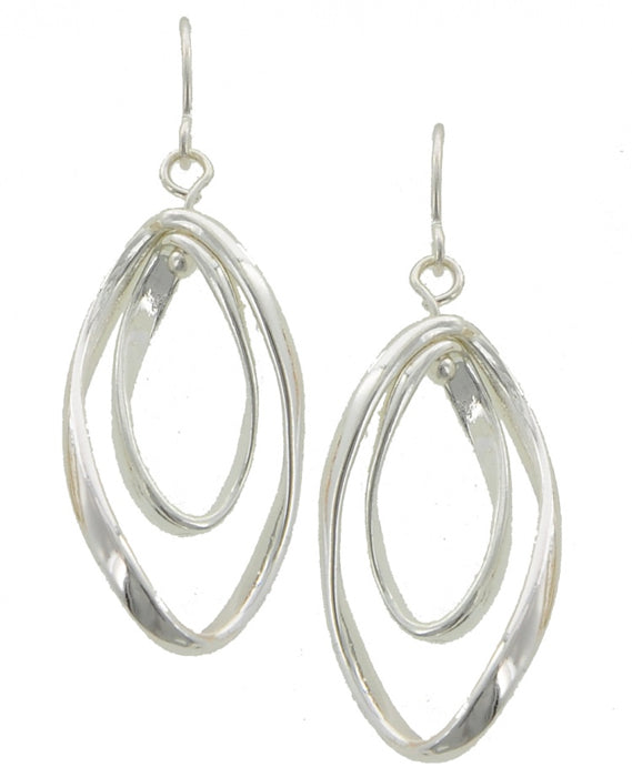 Double Twisted Oval Silver Earring