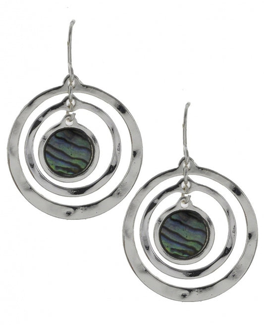 Triple Inset Circles w/ Abalone Earring