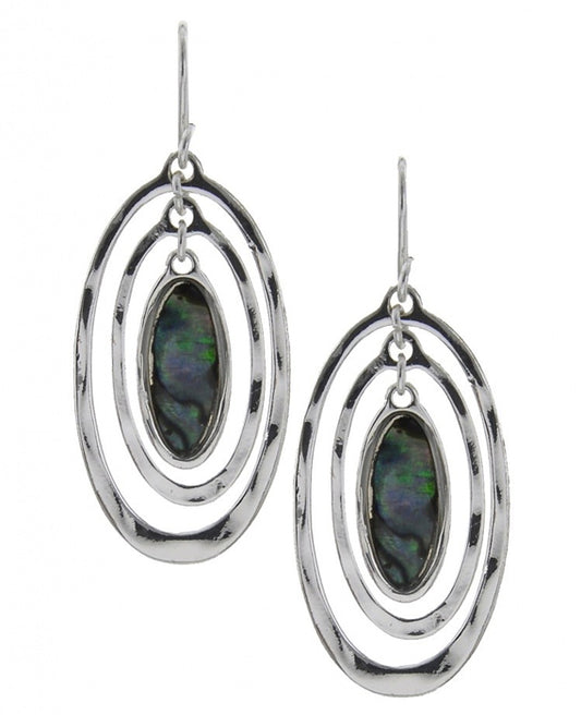 Triple Inset Ovals w/ Abalone Earring