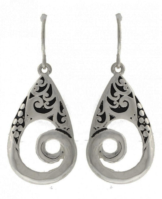 Teardrop w/ Embedded Swirl Earrings