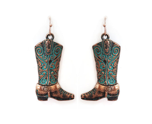 Patina/Copper Boot Earring