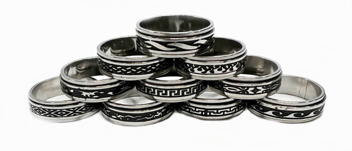 Mixed Designs Spinner Stainless Steel Rings