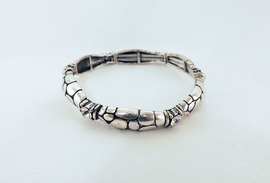 Silver Animal Print Stretch Metal Bracelet