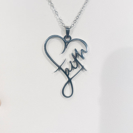"Faith" in Heart Shape Necklace