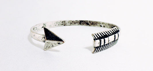 Silver Arrow Cuff Adjustable Metal Bracelet