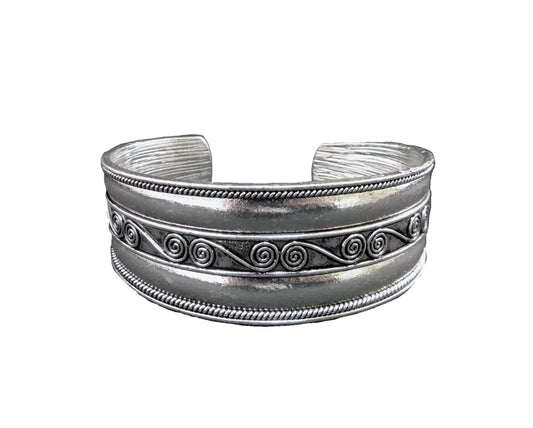 Silver Roman Swirls Cuff Bracelet