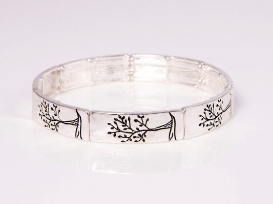 Silver Tree Of Life Stretch Bracelet