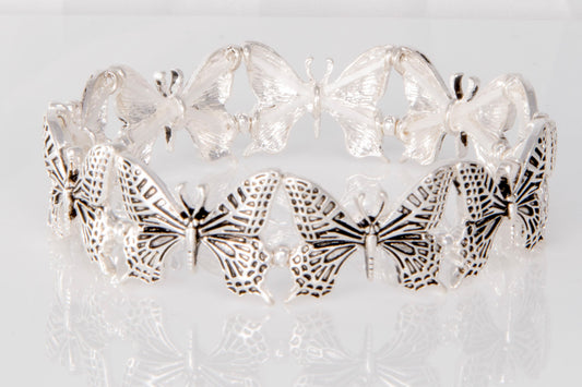 Silver Butterfly Stretch Bracelet