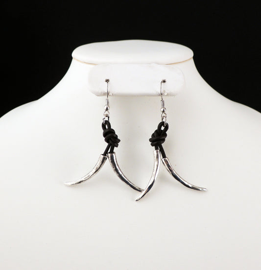 Cord w/ Metal Pendents Earrings