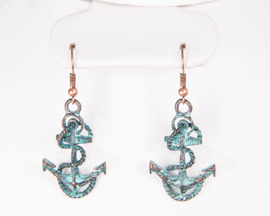 Anchor Earrings - Patina