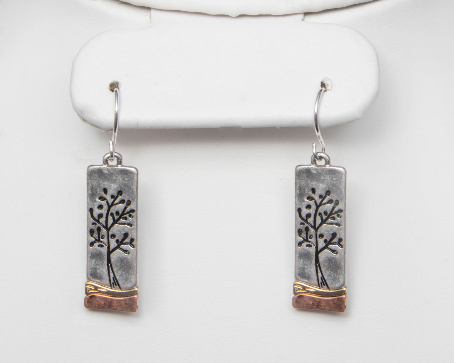 Rectangle Tree of Life Earrings - Silver