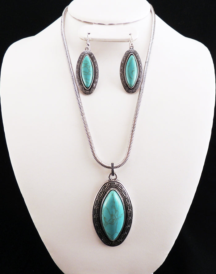 Cat Eye w/ Turquoise Necklace/Earring Set.