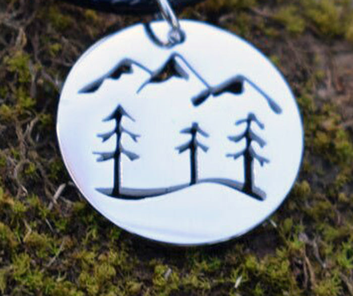 Mountain/Trees - Cutout - Round Necklace