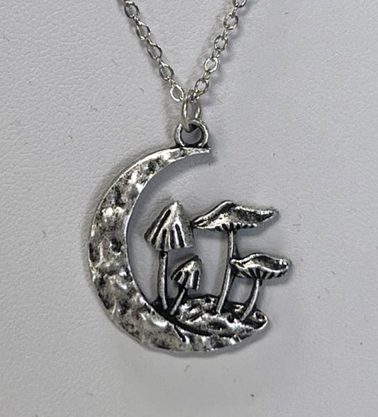 Mushrooms In Moon Necklace