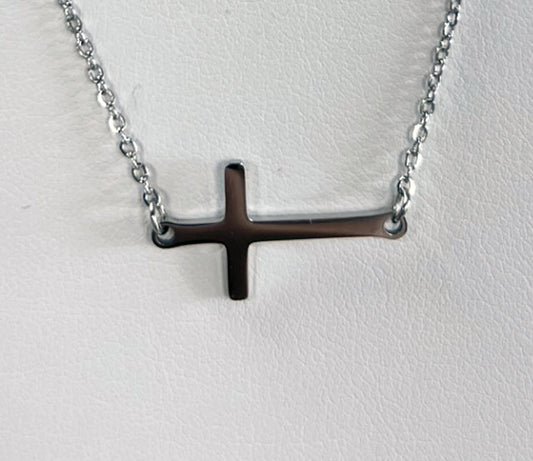 Horizontal Cross Locket Necklace