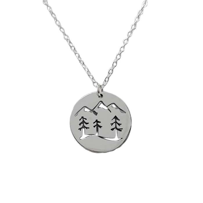 Mountain/Trees - Cutout - Round Necklace