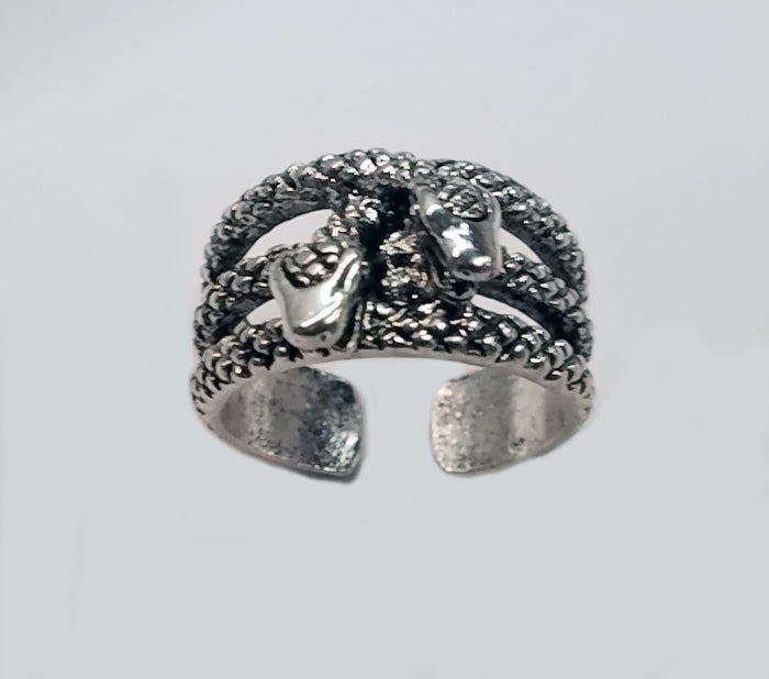 Silver Double Snake Adjustable Metal Ring