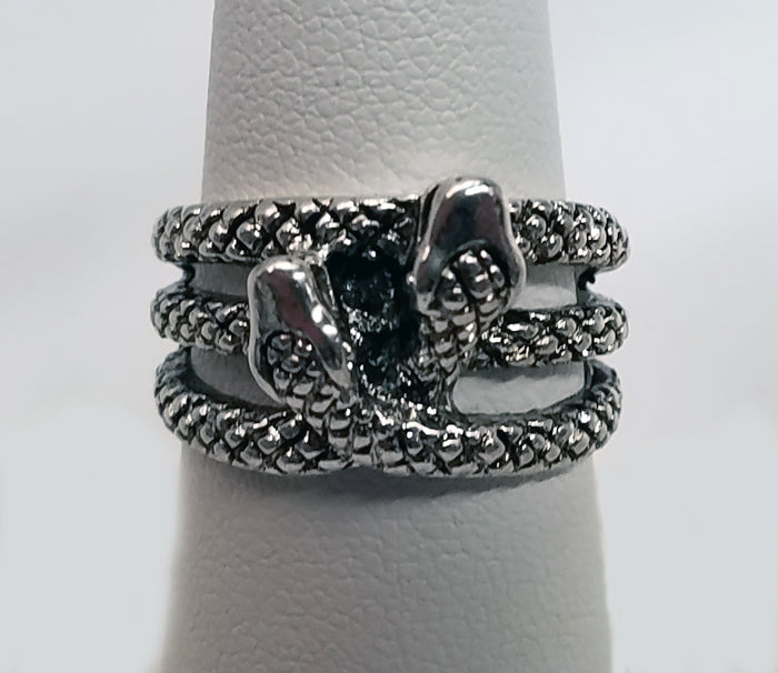 Silver Double Snake Adjustable Metal Ring