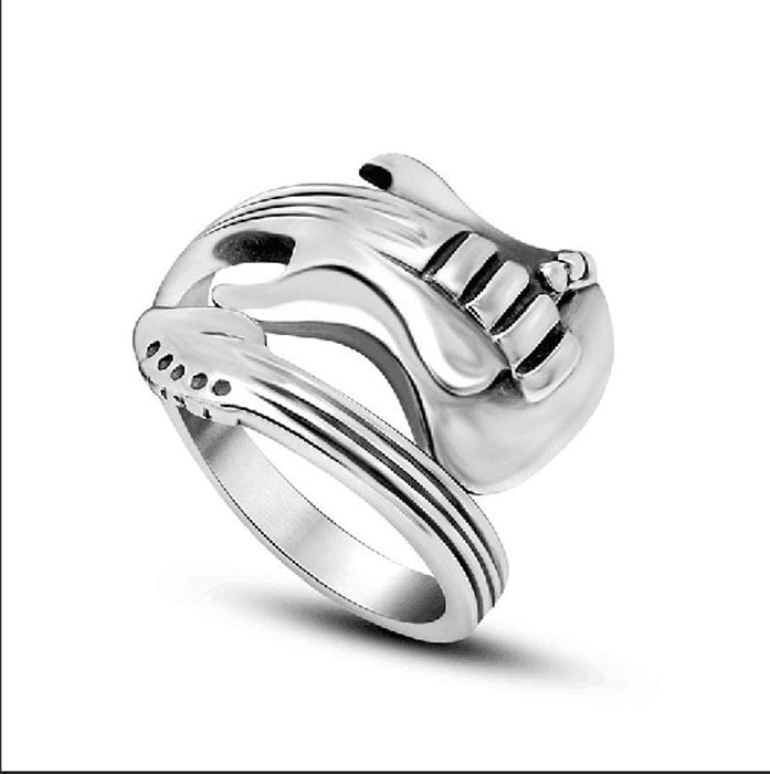 Silver Guitar Adjustable Metal Ring