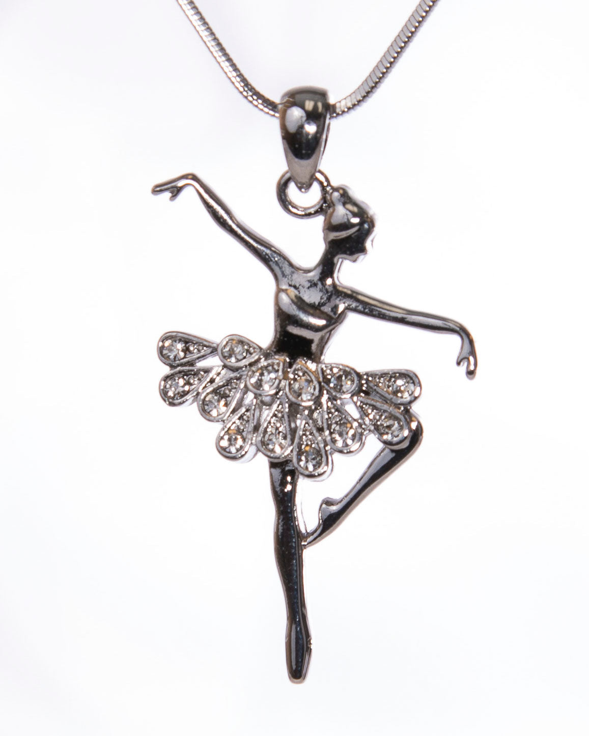 Clear Crystal Balerina Rhodium Necklace