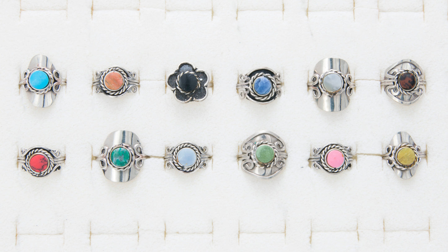 Small Gemstone Adjustable Ring