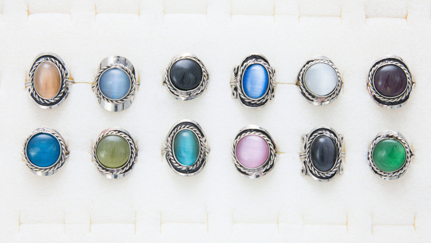 Small Cat's Eye Stone Adjustable Ring