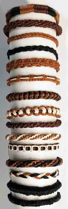 Woven Leather/Cord Natural Colors Adjustable Slider Bracelet