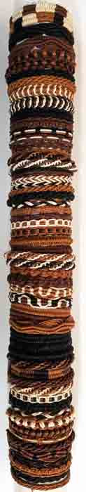 Woven Leather/Cord Natural Colors Adjustable Slider Bracelet