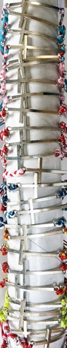 Woven Cord Multicolor Metal Cross Slider Bracelets