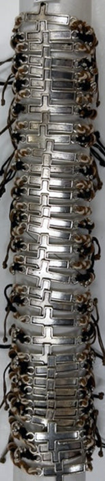Woven Cord Earth Tones Large Lined Cross Slider Bracelets