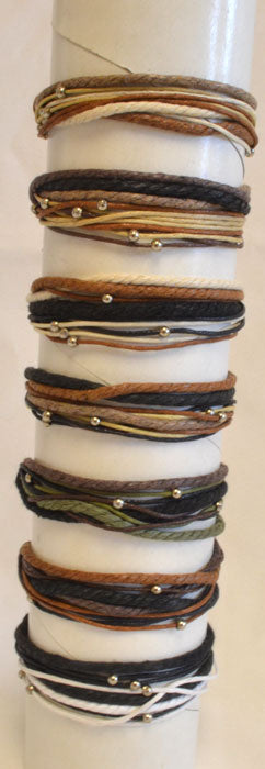 Woven Cords w/ Silver Beads Bracelet