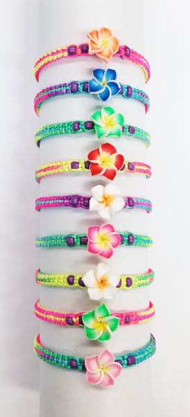 Woven Colorful Cord w/ Flower Bracelet