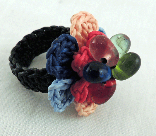 Woven Cord Large Flower Ring