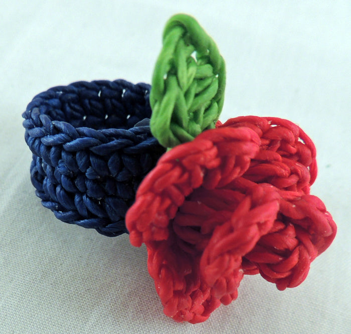 Woven Cord Rose Flower Ring