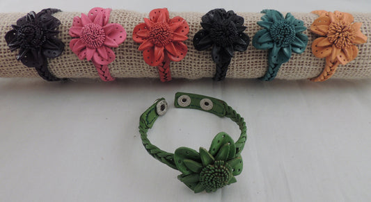 Leather Flower Bracelet