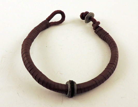 Leather w/ Metal Bead Bracelet