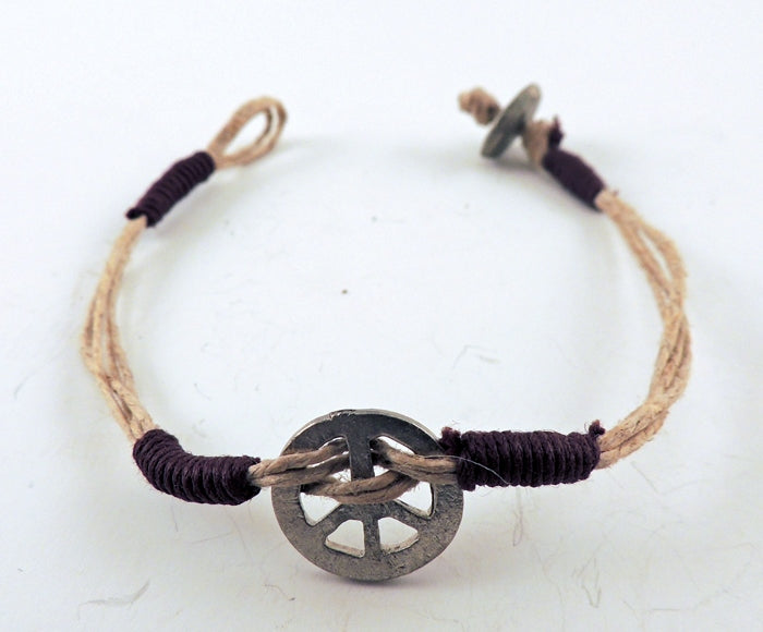 Peace Sign Hemp Bracelet