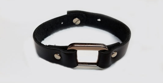 Metal Rectangle Leather Bracelet