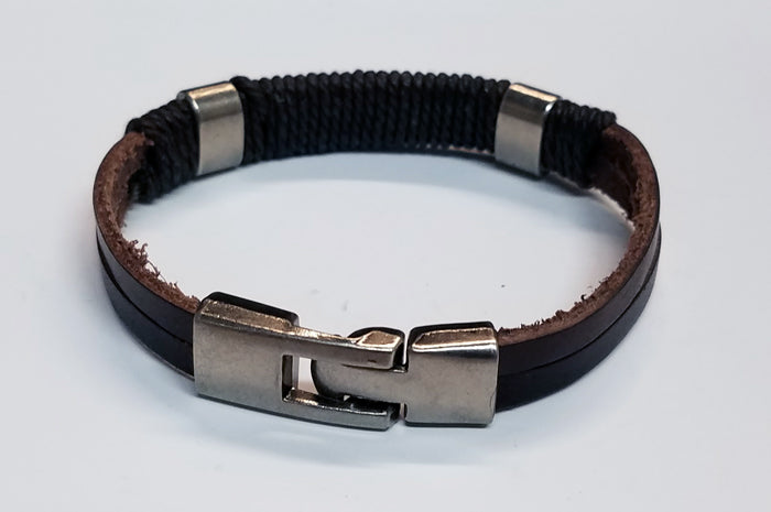 Double Strand Woven Center Leather Bracelet